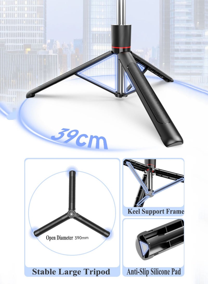 OULIYO 170 cm Phone Tripod Selfie Stick with Bluetooth Remote Control Phone Stand for Photography All in 1 Aluminum Metal, Foldable, Lightweight, Tripod for All Smartphone, GO Pro, Digital Camera - Image 5